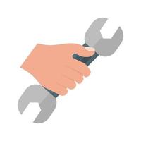 Holding Wrench Flat Multicolor Icon vector