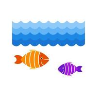 Life Under Water Flat Multicolor Icon vector