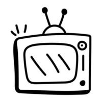 An icon of television doodle design vector