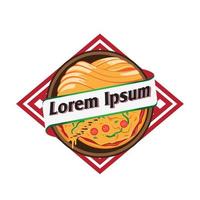 Ilustración de vector de símbolo de emblema de pasta y pizza para negocios de comida italiana