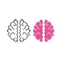 Brain top view. Pixel art 8 bit vector icon illustration