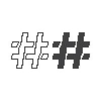 Hashtag. Pixel art 8 bit vector icon illustration