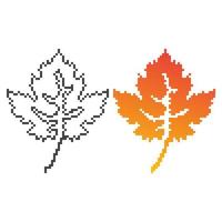 hoja de otoño. ilustración de icono de vector de 8 bits de pixel art