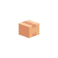 Closed box, package delivery. Pixel art 8 bit vector icon illustration