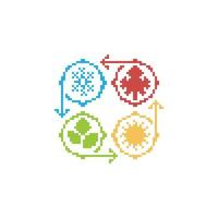 Four seasons change rotation. Pixel art 8 bit vector icon illustration