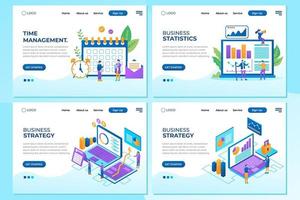 Set Illustration for Business Strategy, Business Statistics, and Time Management. Easy to edit and customize. Vector illustration concept for websites