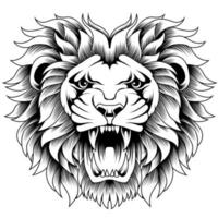 Lion head illustration in black and white vector