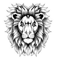 Lion head illustration in black and white