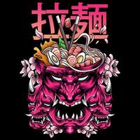 Oni mask Ramen vector illustration