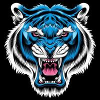 angry tiger face vector illustration isolated on dark background