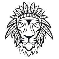 Lion Indian. American Indian. Lion's Face. T-shirt Design. Vector. vector