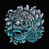 Barong Balinese Mask in neon color style vector