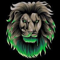 ilustración de cabeza de león en estilo de color neón