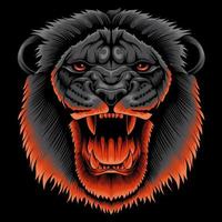 screaming lion face illustration in neon color style. vector