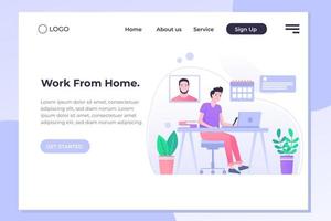 concepto único de diseño plano moderno de trabajo desde casa para sitio web y sitio web móvil. plantilla de página de destino. fácil de editar y personalizar. ilustración vectorial vector