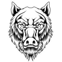 Cruel wild boar vector illustration