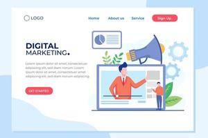 Modern flat design concept of Digital Marketing for banner and website. Isometric landing page template. Business analysis, content strategy and management. Vector illustration.