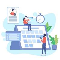 Task Manager flat design. Effective time management, save time, teamwork, planning training activities, organization, working time. Flat vector illustration.