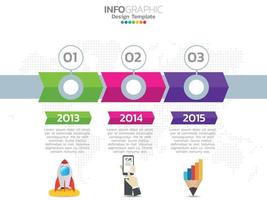 Timeline chart infographic template with 3 steps or options. vector