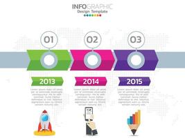 Timeline chart infographic template with 3 steps or options. vector