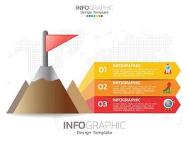 Plantilla infográfica de pirámide o triángulo con elementos de 3 pasos. vector