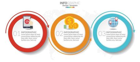 plantilla infográfica de gráfico de línea de tiempo con 3 pasos u opciones. vector