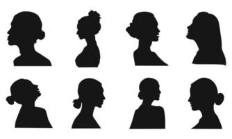 White profile silhouette of young girl or woman Vector Image