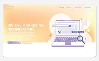 Landing Page and Web Banner Template with Search bar and optimizer. For digital marketing optimization. vector