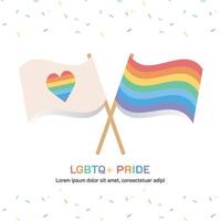 PRIDE flag with confetti pattern on the background. Rainbow LGBTQ flags. vector