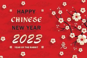 Happy Chinese New Year 2023 Rabbit Zodiac sign for the year of the Rabbit vector