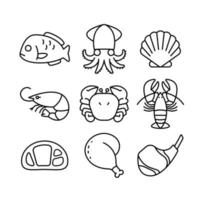 Fresh food icon set simple design, vector