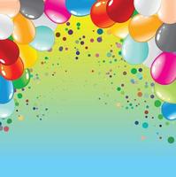 illustration ballons and confetti background vector