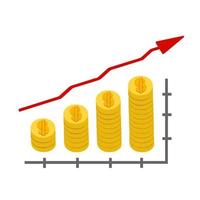 la ilustración del gráfico de finanzas está en una tendencia alcista, gráfica hacia arriba, utilizada para aplicaciones generales. vector