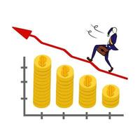 la ilustración del gráfico de finanzas está en una tendencia alcista, gráfica hacia arriba, utilizada para aplicaciones generales. vector