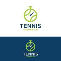 Tennis Time Stopwatch Logo Design Template. Suitable for Tennis Ball Planner Competition Match Championship or Tennis Business Company Brand Application in Simple Modern Line Logo Design vector