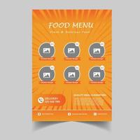 Food menu Flyer template design, vector template in A4 size, Restaurant menu template.