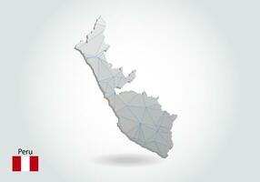 mapa vectorial poligonal de perú. diseño de baja poli. mapa hecho de triángulos sobre fondo blanco. gráfico de degradado de estilo polivinílico bajo triangular arrugado geométrico, puntos de línea, diseño de interfaz de usuario. vector