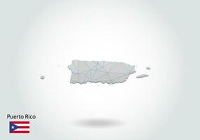 Vector polygonal Puerto Rico map. Low poly design. map made of triangles on white background. geometric rumpled triangular low poly style gradient graphic, line dots, UI design.