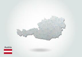 Vector map of austria with trendy triangles design in polygonal style on dark background, map shape in modern 3d paper cut art style. layered papercraft cutout design.