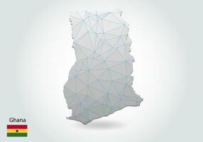 mapa vectorial de ghana con diseño de triángulos de moda en estilo poligonal sobre fondo oscuro, forma de mapa en estilo moderno de arte de corte de papel 3d. diseño de corte de papel en capas. vector