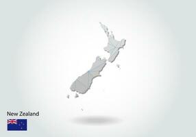 Vector polygonal New Zealand map. Low poly design. map made of triangles on white background. geometric rumpled triangular low poly style gradient graphic, line dots, UI design.