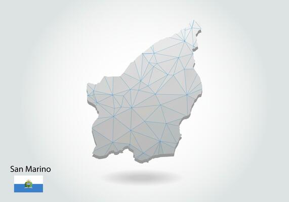 Vector polygonal San Marino map. Low poly design. map made of triangles on white background. geometric rumpled triangular low poly style gradient graphic, line dots, UI design.