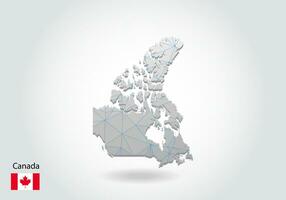 Vector map of canada with trendy triangles design in polygonal style on dark background, map shape in modern 3d paper cut art style. layered papercraft cutout design.