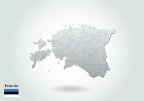 Vector map of estonia with trendy triangles design in polygonal style on dark background, map shape in modern 3d paper cut art style. layered papercraft cutout design.