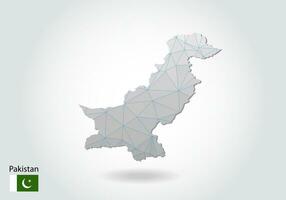 Vector polygonal Pakistan map. Low poly design. map made of triangles on white background. geometric rumpled triangular low poly style gradient graphic, line dots, UI design.