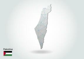 Vector polygonal Palestine map. Low poly design. map made of triangles on white background. geometric rumpled triangular low poly style gradient graphic, line dots, UI design.