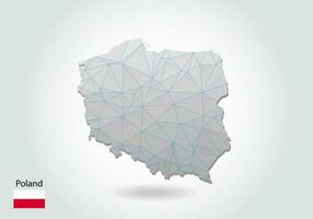 Vector polygonal Poland map. Low poly design. map made of triangles on white background. geometric rumpled triangular low poly style gradient graphic, line dots, UI design.