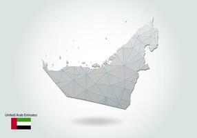 Vector polygonal United Arab Emirates map. Low poly design. map made of triangles on white background. geometric rumpled triangular low poly style gradient graphic, line dots, UI design.