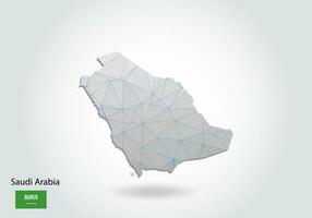 Vector polygonal Saudi Arabia map. Low poly design. map made of triangles on white background. geometric rumpled triangular low poly style gradient graphic, line dots, UI design.
