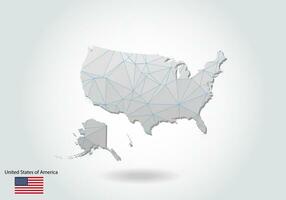 mapa vectorial poligonal de estados unidos. diseño de baja poli. mapa hecho de triángulos sobre fondo blanco. gráfico de degradado de estilo polivinílico bajo triangular arrugado geométrico, puntos de línea, diseño de interfaz de usuario. vector